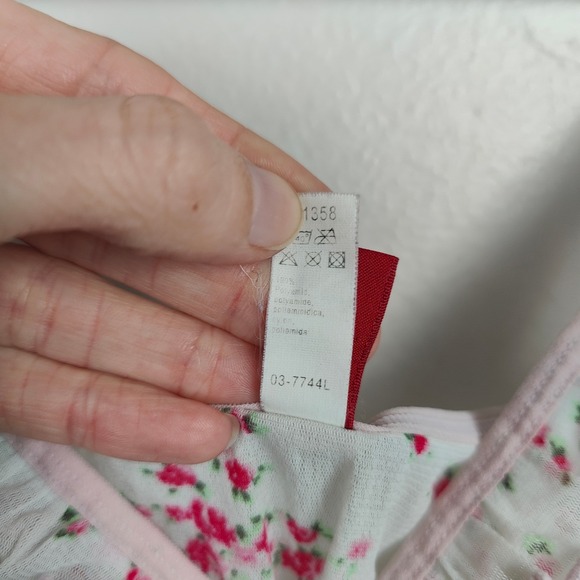 Vintage Y2K EDC by Esprit Tank Top Womens Small White Floral Mesh Ruffle Trim - Picture 7 of 9